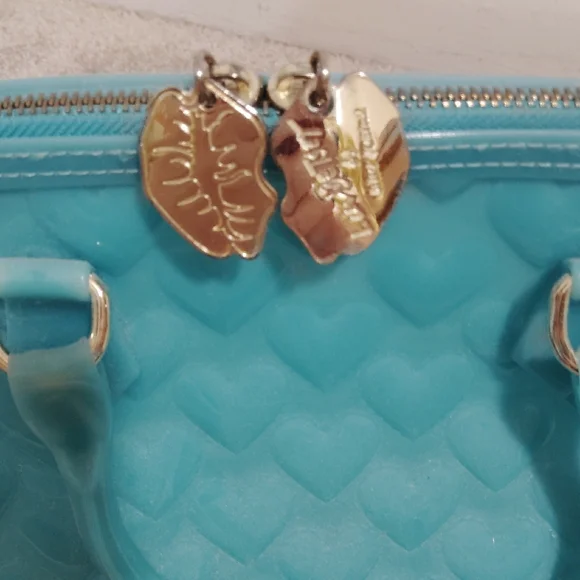 Betsey Johnson Aqua Heart Satchel - Picture 3 of 10